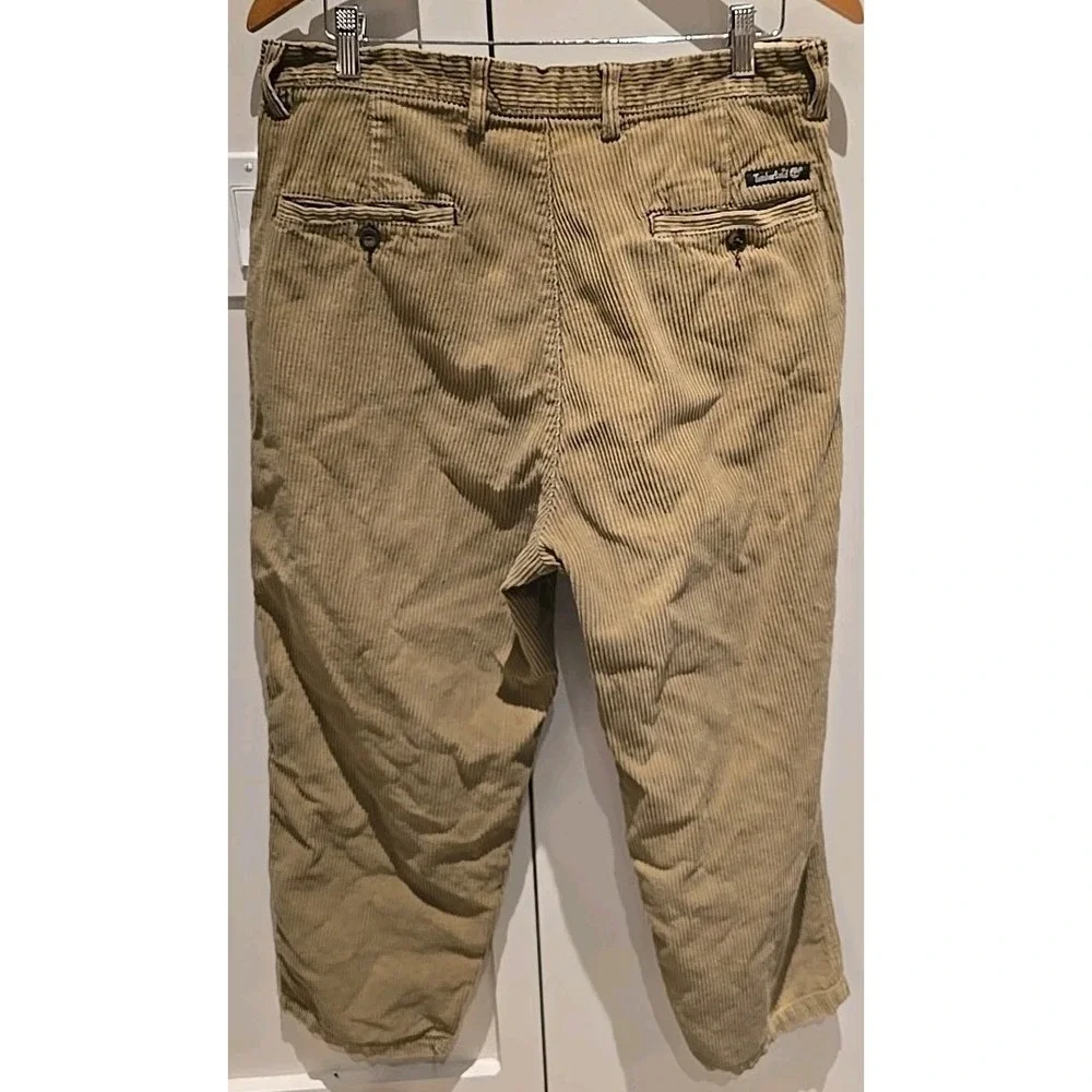 Timberland Mens Corduroy Pants Tan Pleated Front 100% Cotton Size 36 RN 76382‎